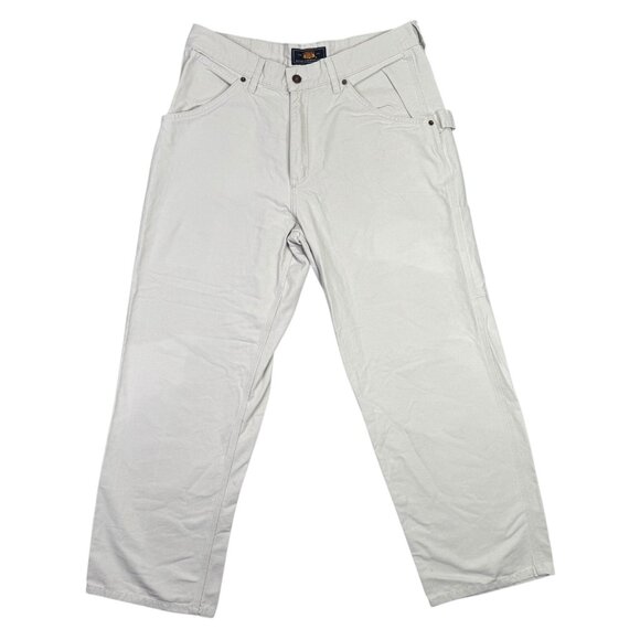 Route 66 Carpenter Jeans Pants Mens 34x30 Beige Canvas Baggy Y2K Work Painters - Picture 1 of 11